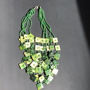 Green square necklace